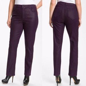 NWT NYDJ Not Your Daughters Jeans COATED ELDERBERRY PURPLE Skinny Petite